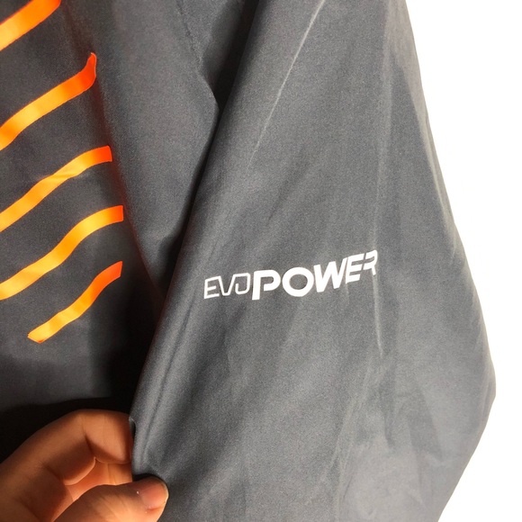 Puma Men's Windbreaker Full Zip Jacket Grey Orange striped EvoPower logo Small - Picture 11 of 11